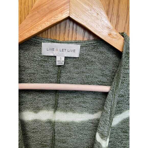 Live & Let Live One World Tie-Dye Open Front Cardigan Small Green/White - Picture 7 of 7